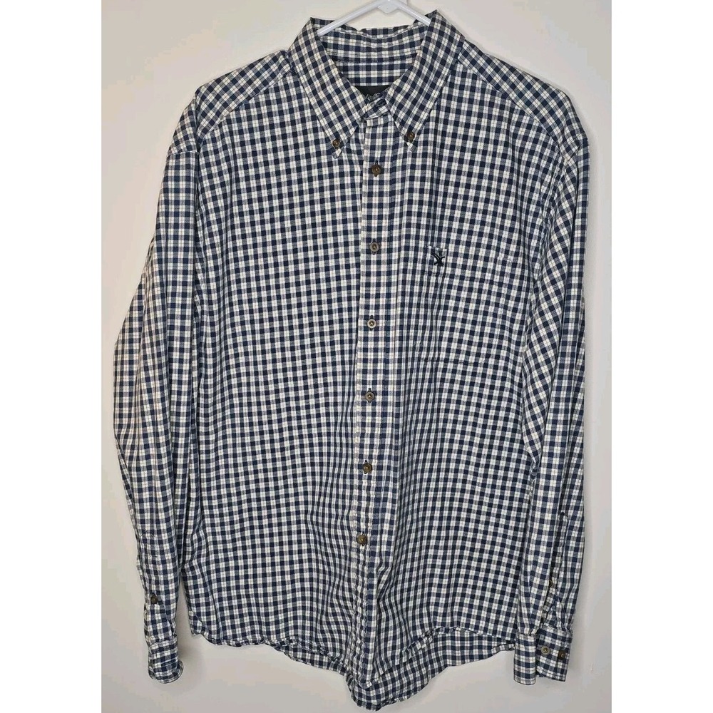 Eddie‎ Bauer Shirt Mens L Blue Plaid Button Down Long Sleeve Chest Pocket Cotton